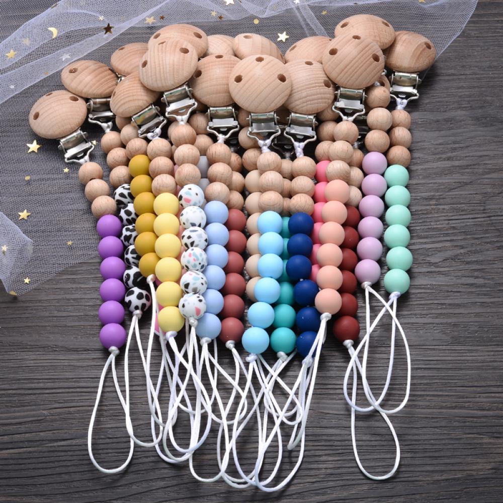 Baby Food Processor - Baby Beech Pacifier คลิปรอบซิลิโคนที่มีสีสัน Teething ลูกปัดเกรดอาหาร