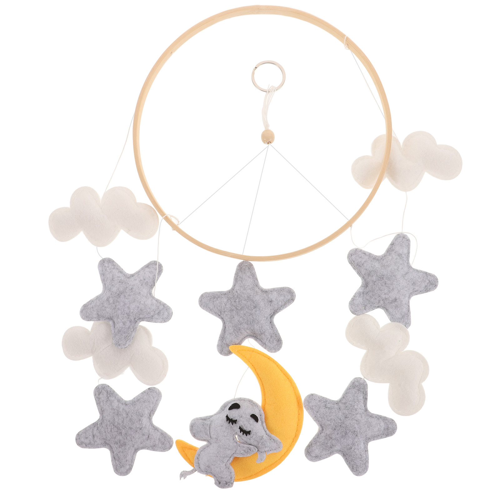 Baby Nursery Elephant - โมบายแขวนเตียงเด็กผ้าสักหลาดรูปสัตว์น่ารัก ช้างและเมฆ โมบายตกแต่งห้องนอนเด็กสำหรับเด็กชายและเด็กหญิง