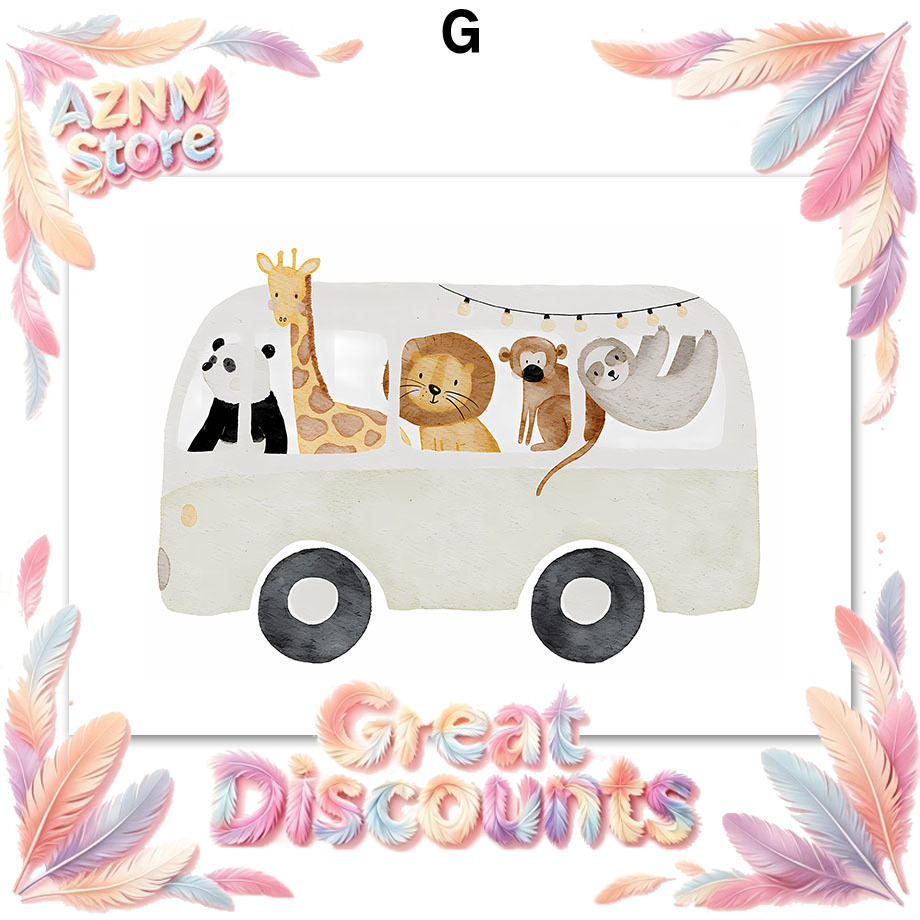 Baby Nursery Elephant - โปสเตอร์และภาพพิมพ์ลายสัตว์โบโฮ ช้าง กระต่าย หมี กวาง ผึ้ง