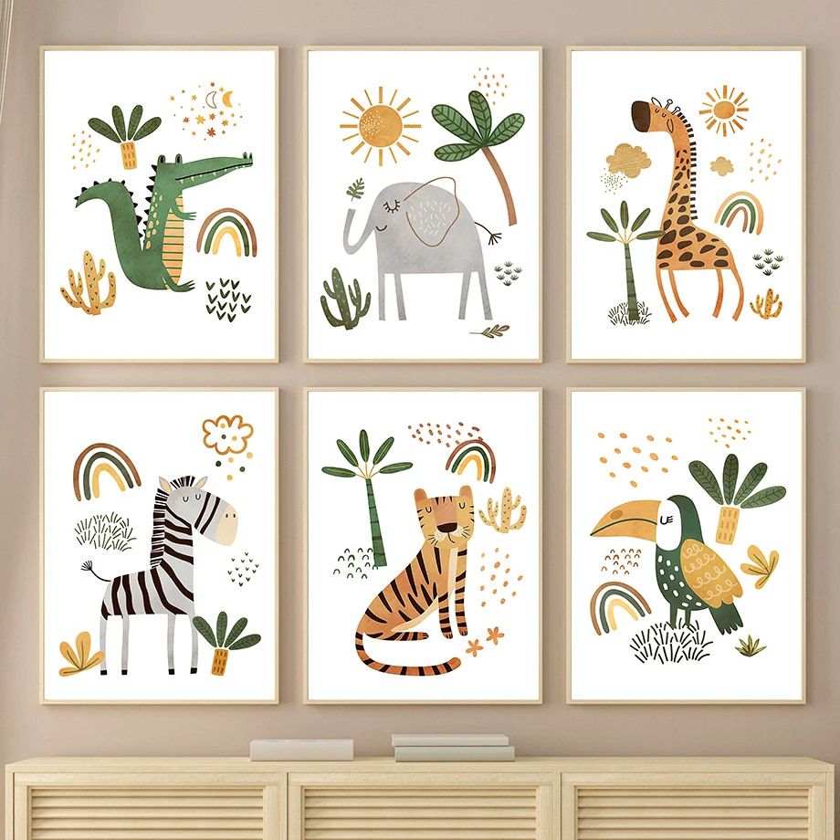 Baby Nursery Elephant - ยีราฟช้าง Tiger ZEBRA Toucan สัตว์ป่า Wall