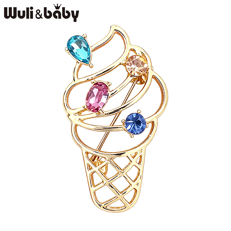 Baby Food Processor - Wuli&baby เข็มกลัดรูปไอศกรีมโคนน่ารักสำหรับผู้หญิงและผู้ชาย เข็มกลัดขนมหวานประดับเพชรหลากสีสัน เหมาะสำหรับงานปาร์ตี้และใช้งานในชีวิตประจำวัน ของขวัญ