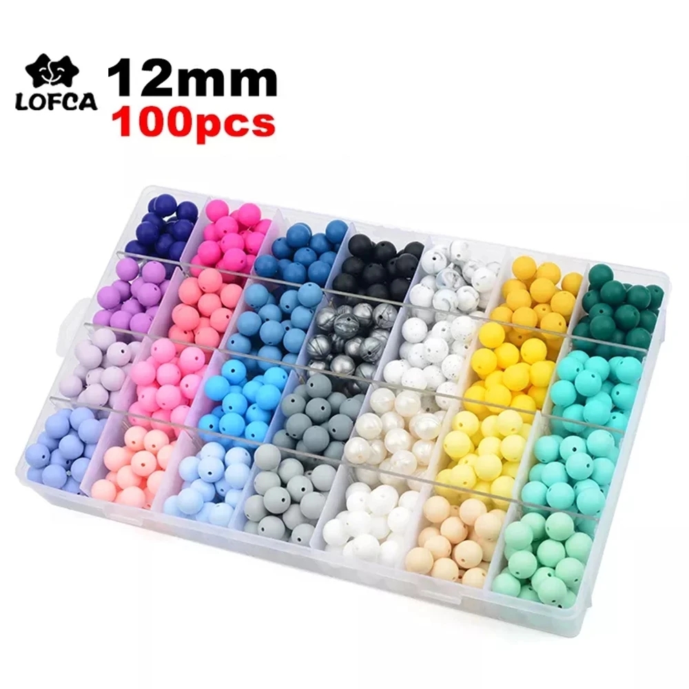 Baby Food Processor - LOFCA 12mm 100pcs ลูกปัดซิลิโคนรอบ Teether สร้อยคอพยาบาลเด็ก