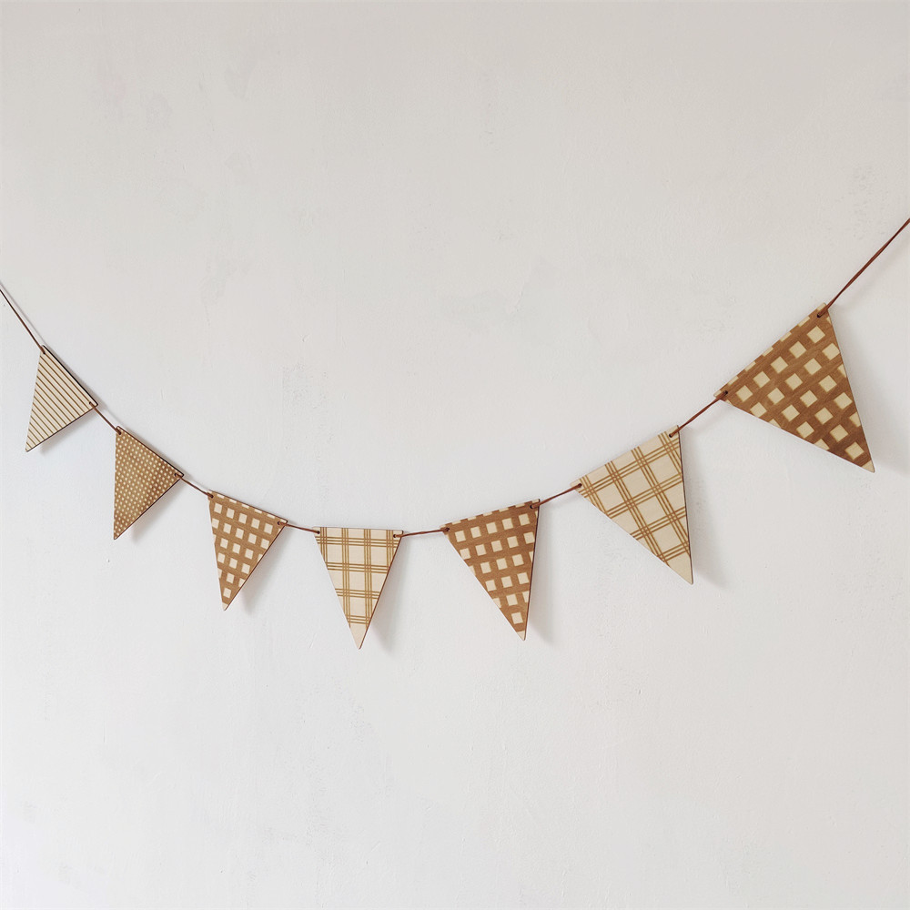 Baby Nursery Garland - Nordic ไม้สามเหลี่ยม Flag Wall แขวน Garland