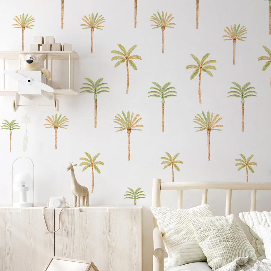 Boho สติกเกอร์ติดผนังต้นมะพร้า - Baby Nursery Decor Ideas บทวิจารณ์และราคา