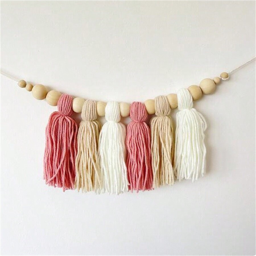 Boho ผ้าฝ้ายพู่ Garland ผนังตก - Baby Nursery Garland บทวิจารณ์และราคา