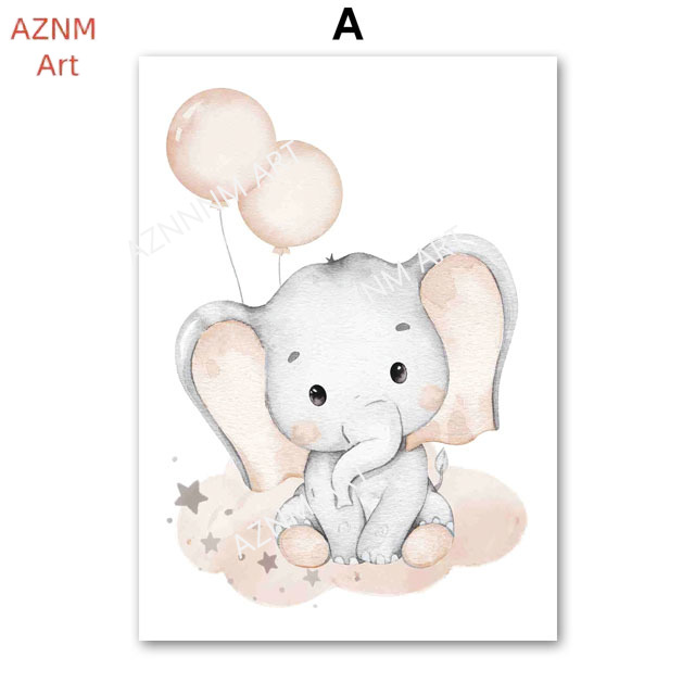 โปสเตอร์รูปช้าง บอลลูน สายรุ้ง - Baby Nursery Prints บทวิจารณ์และราคา