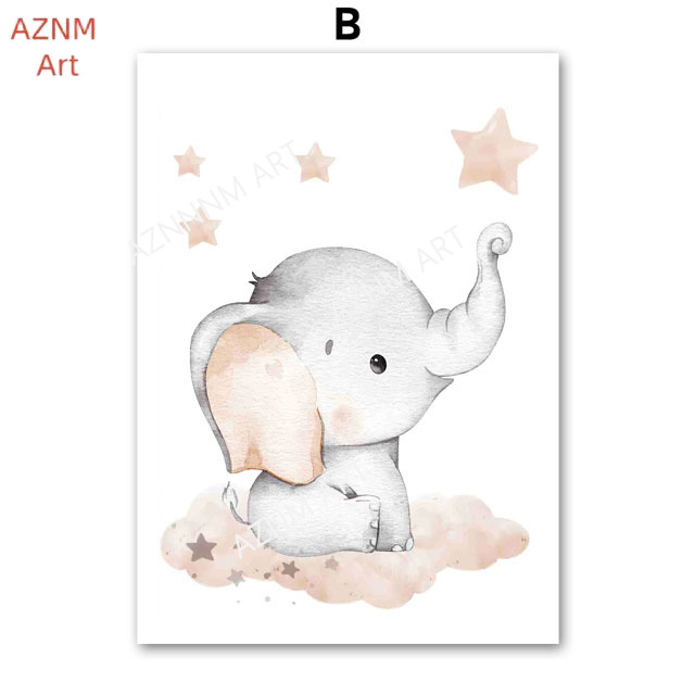 โปสเตอร์รูปช้าง บอลลูน สายรุ้ง - Baby Nursery Prints บทวิจารณ์และราคา