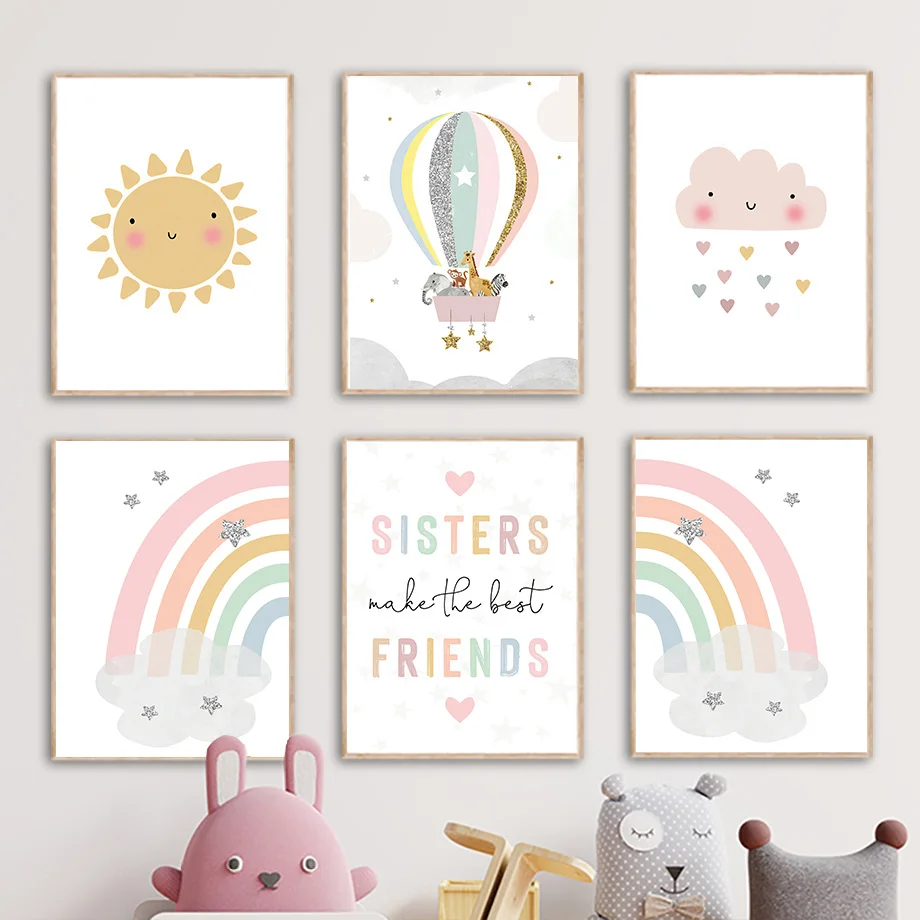 ยีราฟ ช้าง บอลลูนลมร้อน ดวงอาท - Baby Nursery Prints บทวิจารณ์และราคา