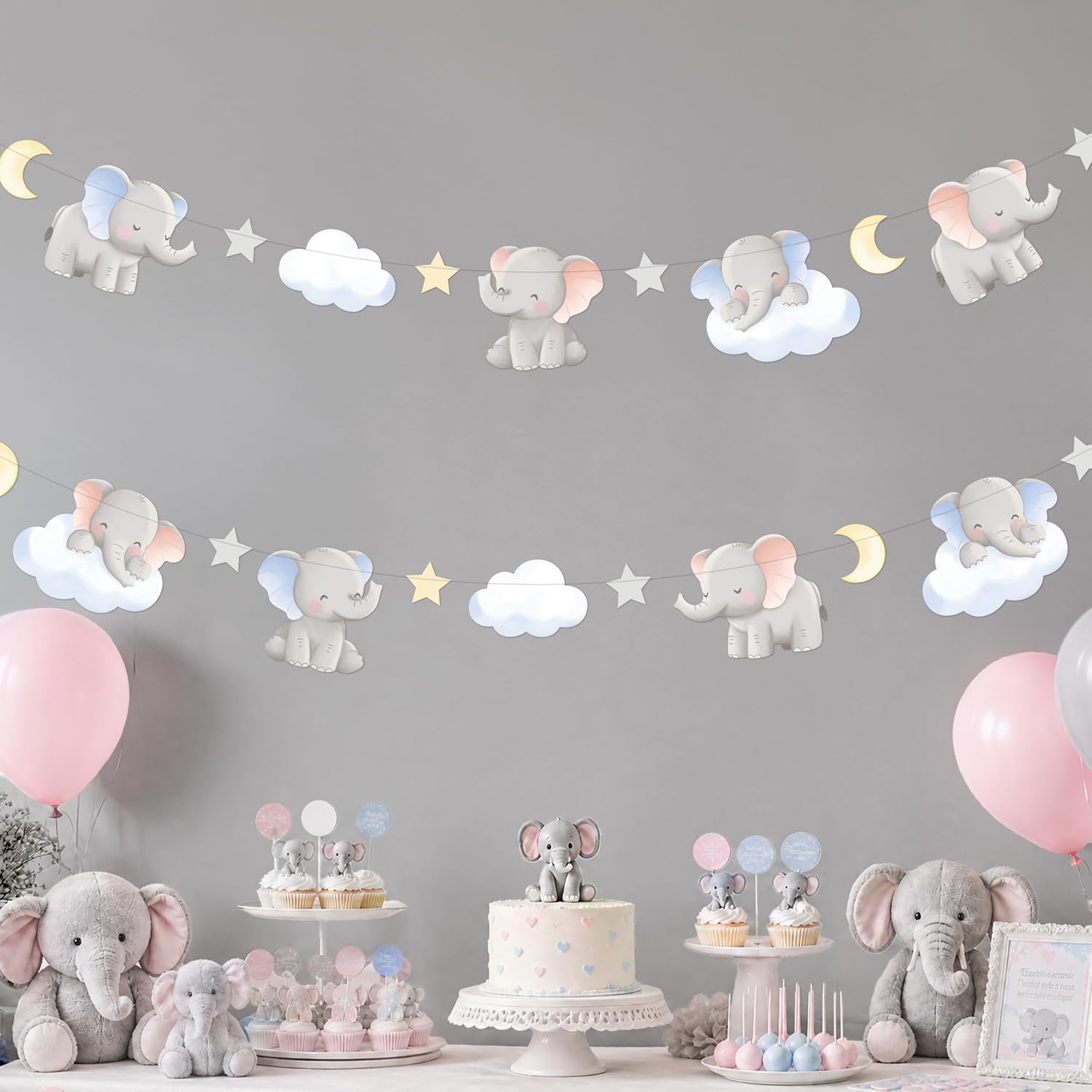 พวงมาลัยรูปช้างน่ารัก 2 ชิ้น ส - Baby Nursery Garland บทวิจารณ์และราคา