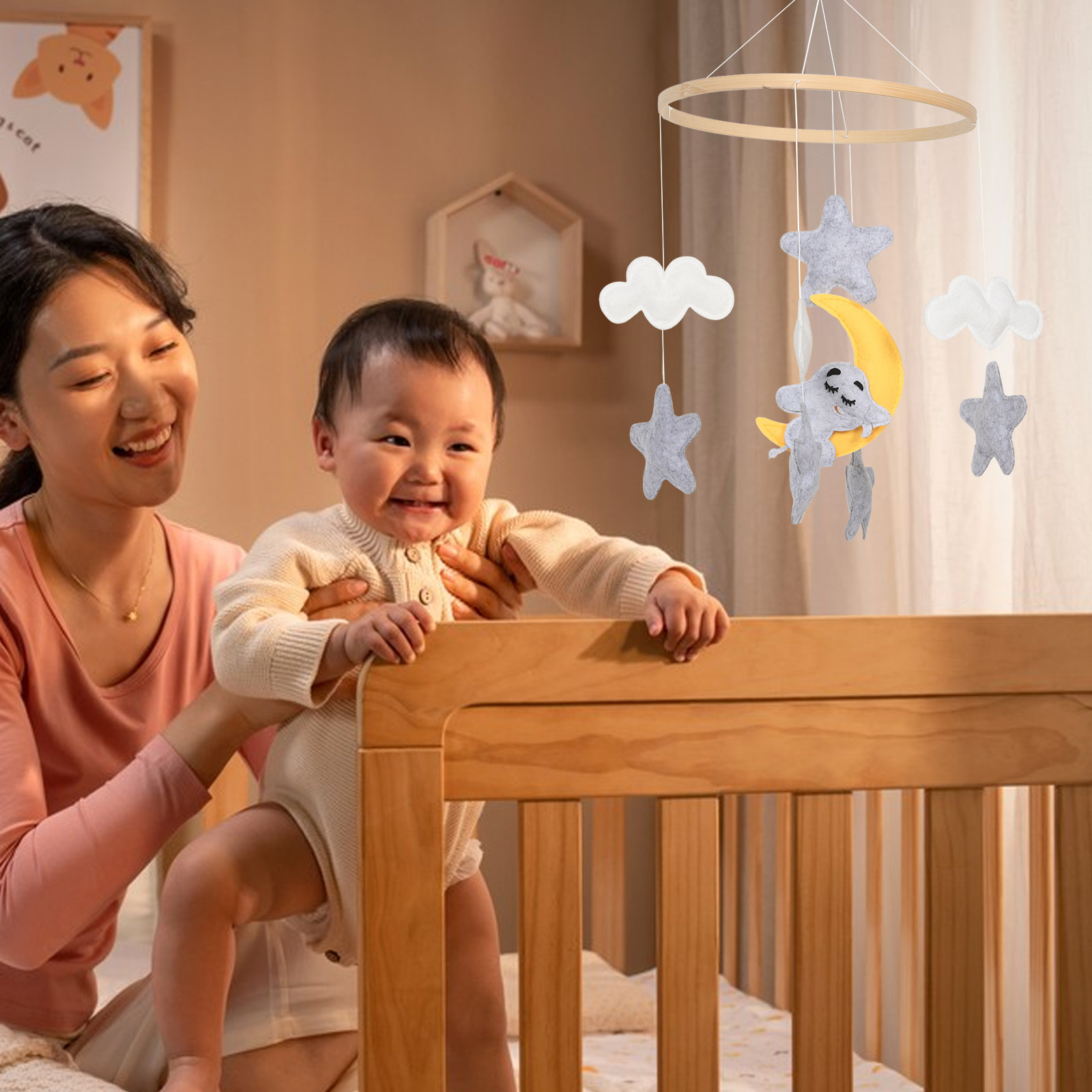 โมบายแขวนเตียงเด็กผ้าสักหลาดรู - Baby Nursery Elephant บทวิจารณ์และราคา
