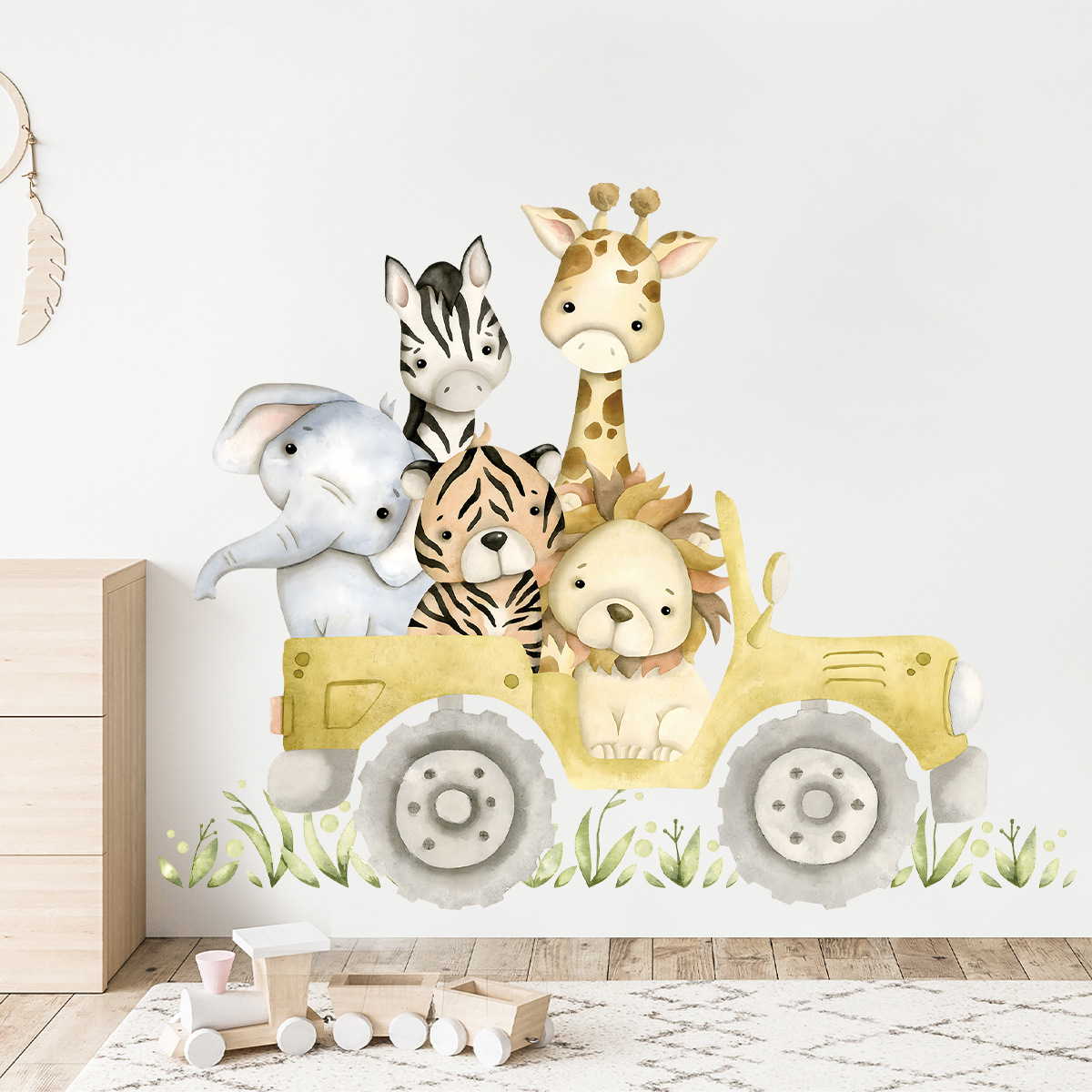 สัตว์น่ารักไดรฟ์รถจี๊ปสติ๊กเกอ - Baby Nursery Elephant บทวิจารณ์และราคา