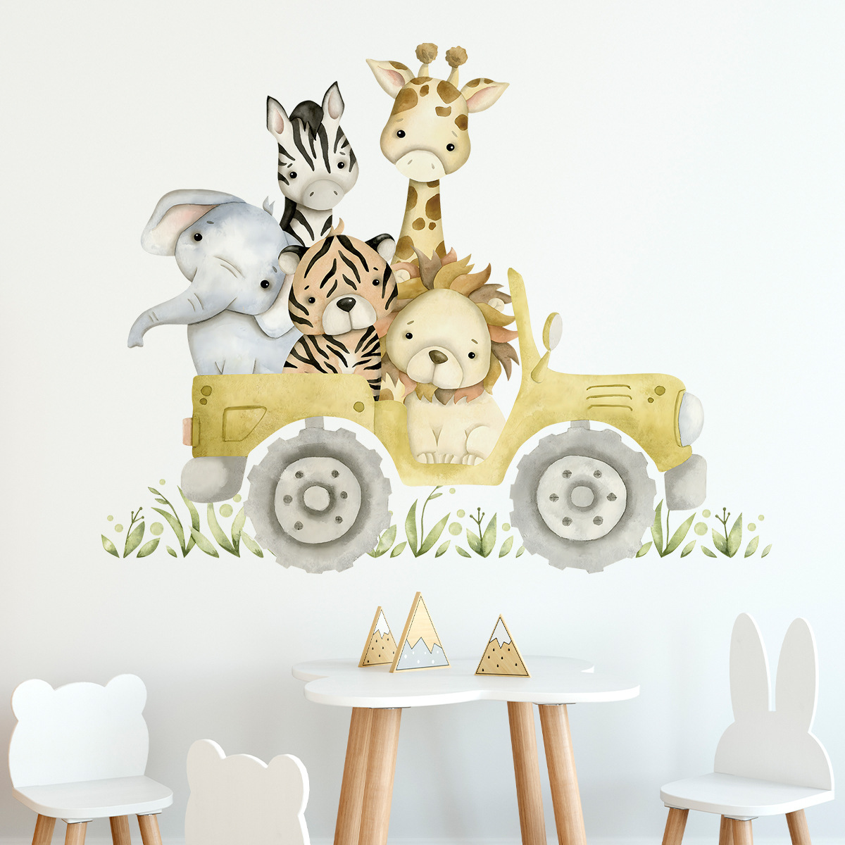 สัตว์น่ารักไดรฟ์รถจี๊ปสติ๊กเกอ - Baby Nursery Elephant บทวิจารณ์และราคา