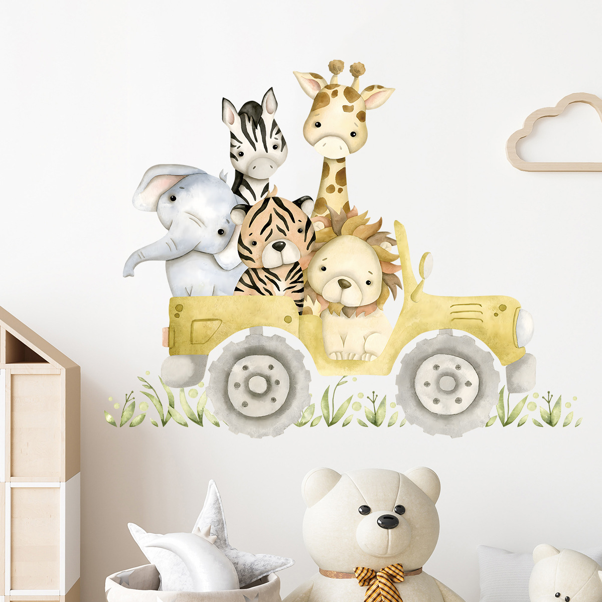 สัตว์น่ารักไดรฟ์รถจี๊ปสติ๊กเกอ - Baby Nursery Elephant บทวิจารณ์และราคา