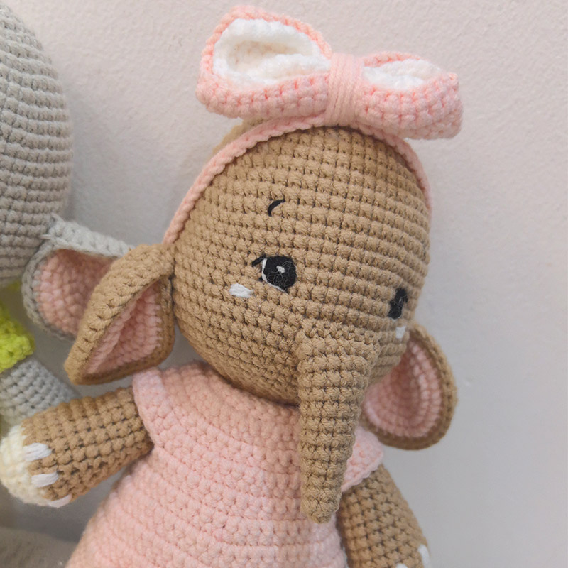 ของเล่นตุ๊กตาคู่ช้างโครเชต์แฮน - Baby Nursery Elephant บทวิจารณ์และราคา
