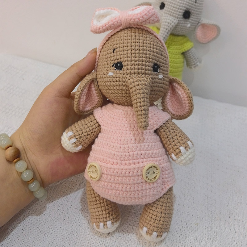 ของเล่นตุ๊กตาคู่ช้างโครเชต์แฮน - Baby Nursery Elephant บทวิจารณ์และราคา