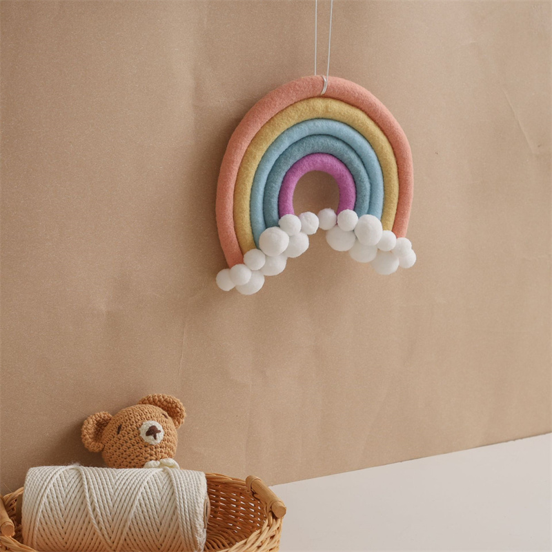พวงมาลัยลูกบอลขนสัตว์สีรุ้งสไต - Baby Nursery Garland บทวิจารณ์และราคา