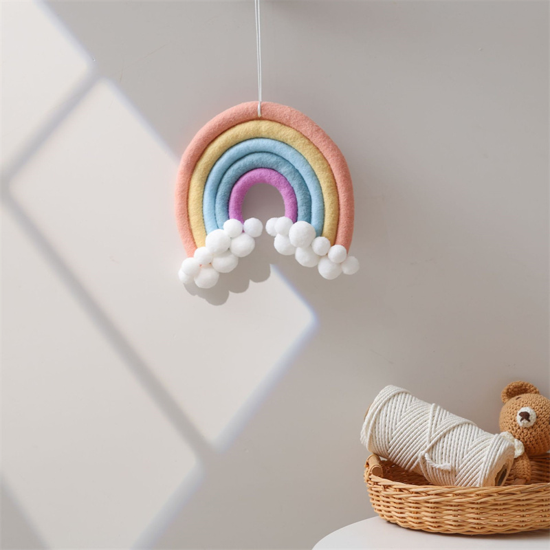 พวงมาลัยลูกบอลขนสัตว์สีรุ้งสไต - Baby Nursery Garland บทวิจารณ์และราคา