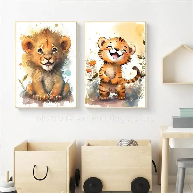 สีน้ำสิงโตยีราฟเสือช้างม้าลายเ - Baby Nursery Elephant บทวิจารณ์และราคา
