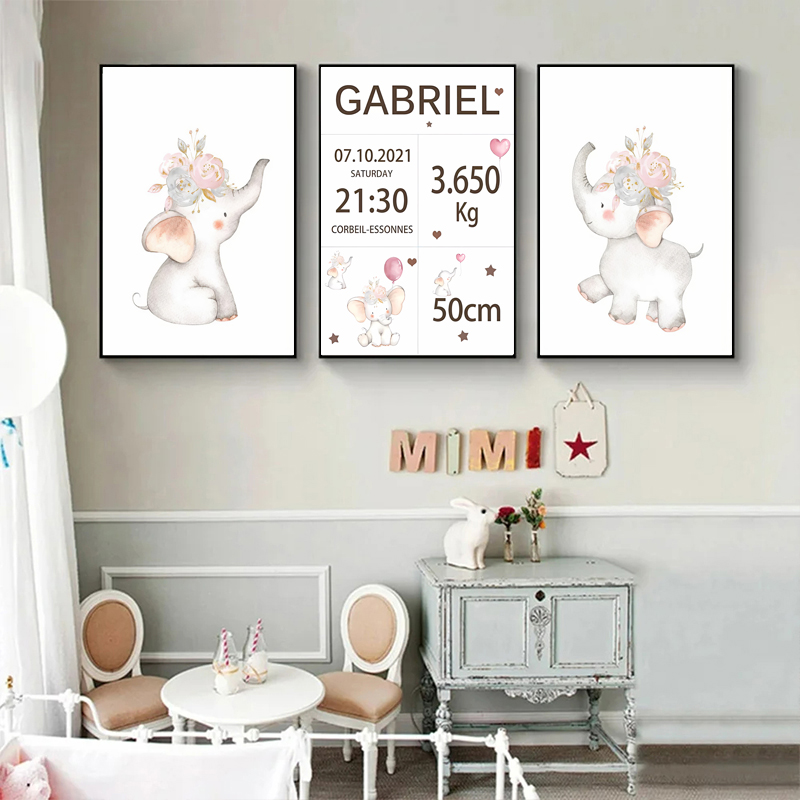 เด็กสีชมพูที่กําหนดเองชื่อวันท - Baby Nursery Elephant บทวิจารณ์และราคา