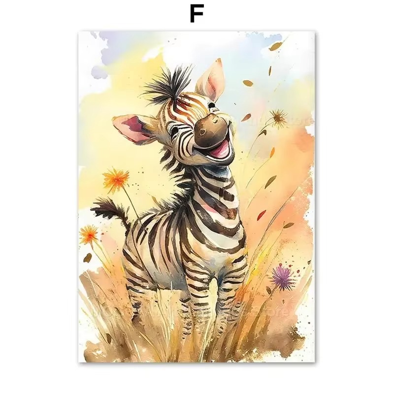 ภาพวาดสีน้ำ ลายสิงโต ยีราฟ เสื - Baby Nursery Elephant บทวิจารณ์และราคา
