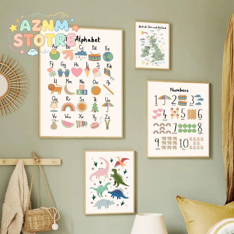 แผนที่โลกสัตว์ ไดโนเสาร์ ตัวอั - Baby Nursery Prints บทวิจารณ์และราคา