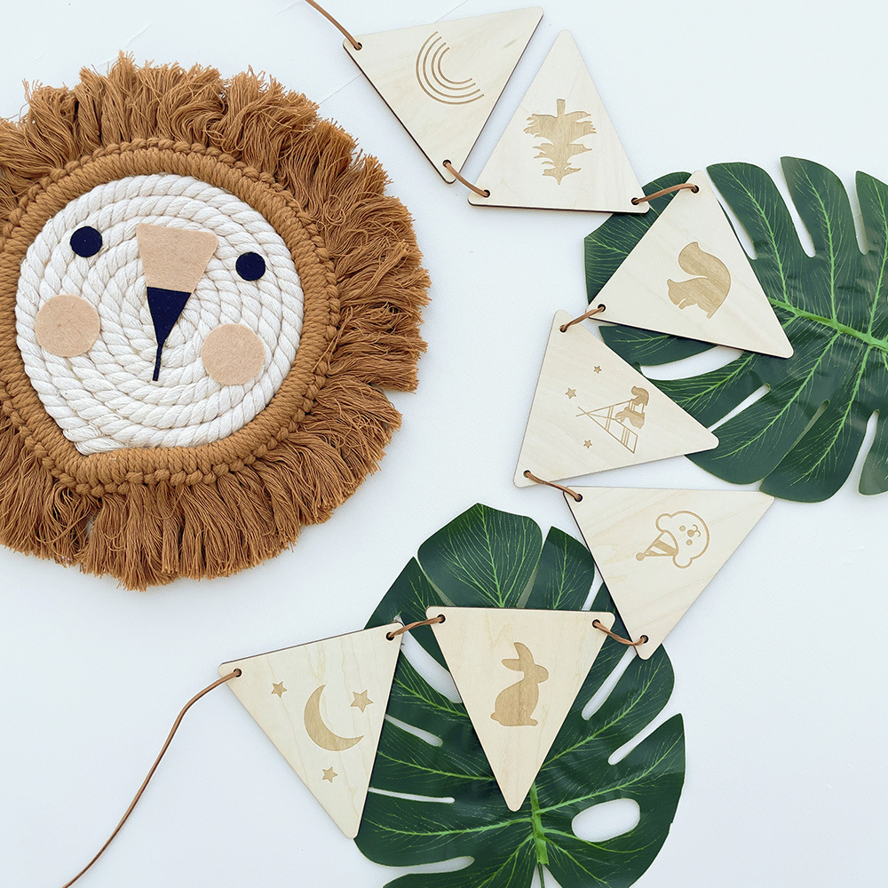 Nordic ไม้สามเหลี่ยม Flag Wall - Baby Nursery Garland บทวิจารณ์และราคา