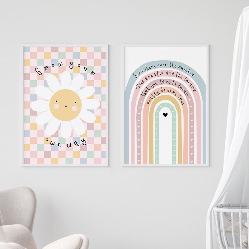 Sun ดอกไม้ Rainbow Cloud Heart - Baby Nursery Prints บทวิจารณ์และราคา