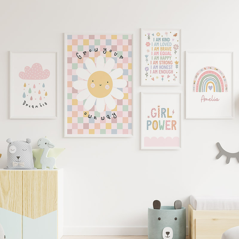 Sun ดอกไม้ Rainbow Cloud Heart - Baby Nursery Prints บทวิจารณ์และราคา